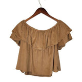 Expose Brown Ruffle Layered Cropped Top Women's Size Large