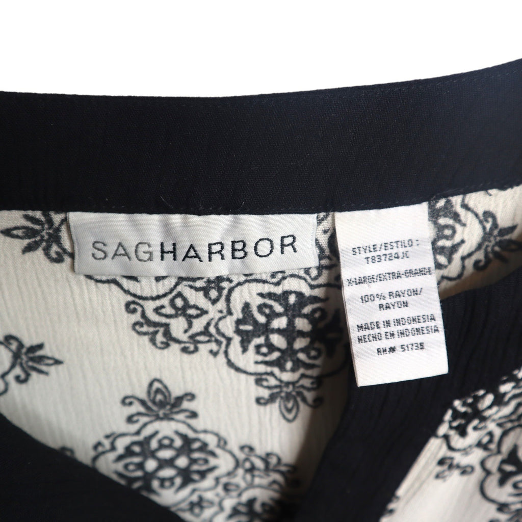 Sag Harbor Women's Size X-LARGE Tunic Blouse Black and White Top