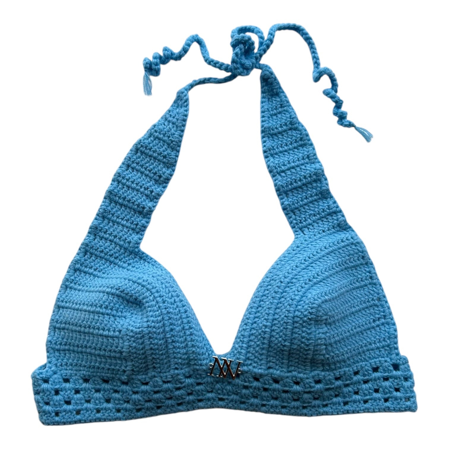 Sky Blue Square Bralette Handmade Crochet Bikini Top by Nikita Naomi