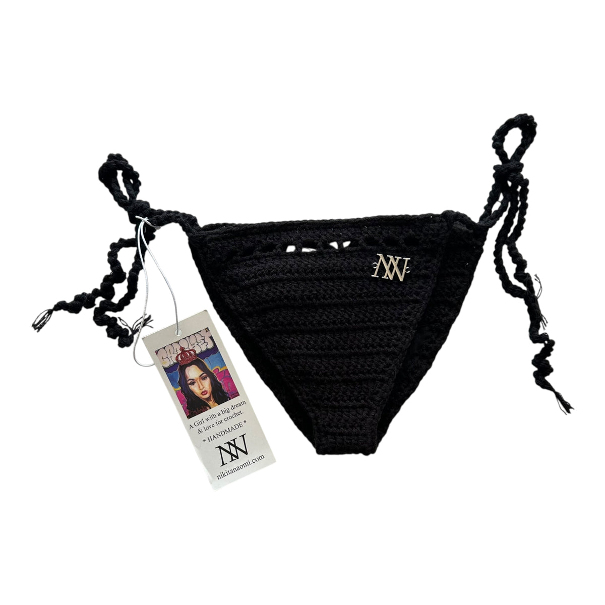 Black Nova Crochet Bikini Bottom by Nikita Naomi
