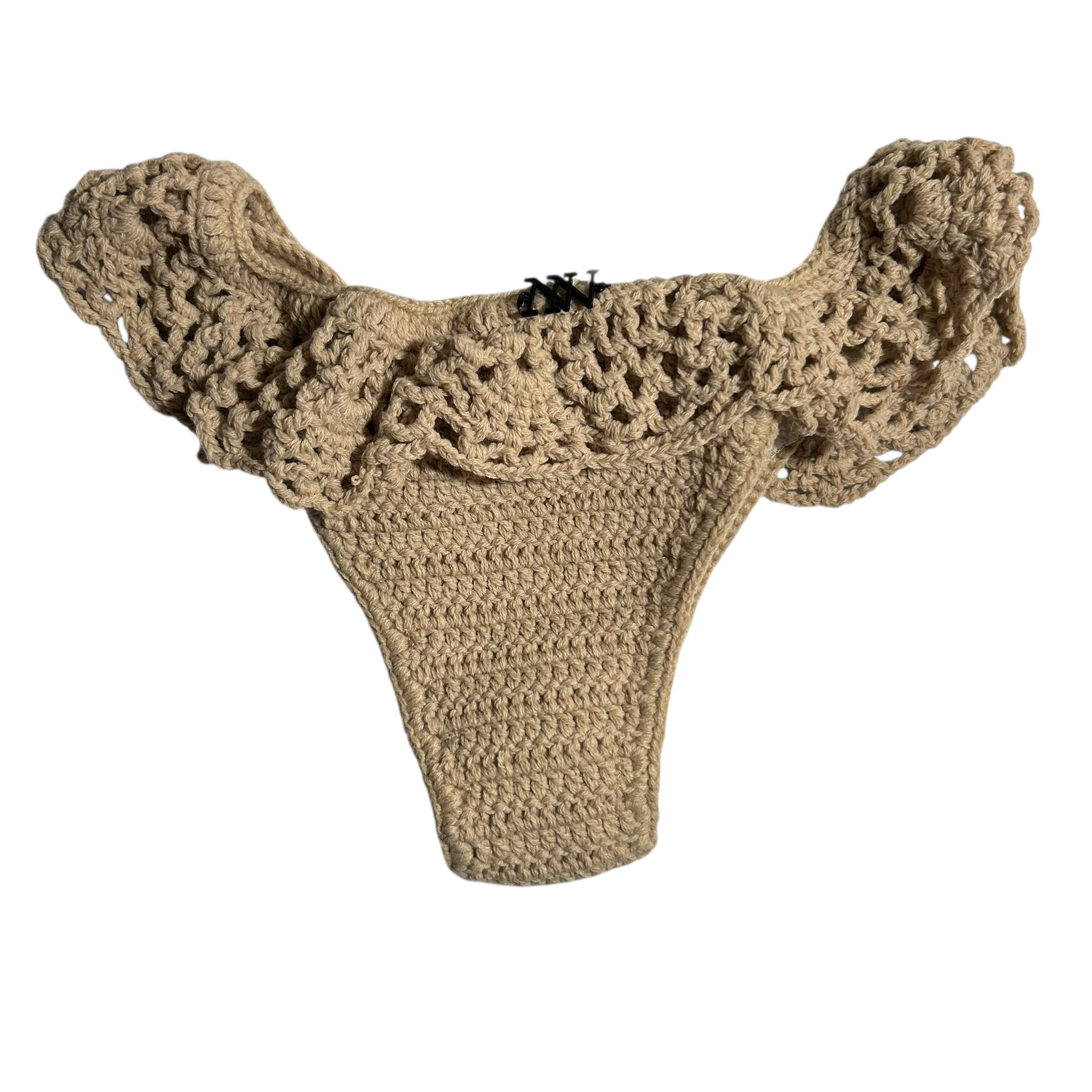 Beige Ocean Crest Crochet Bikini Bottom by Nikita Naomi