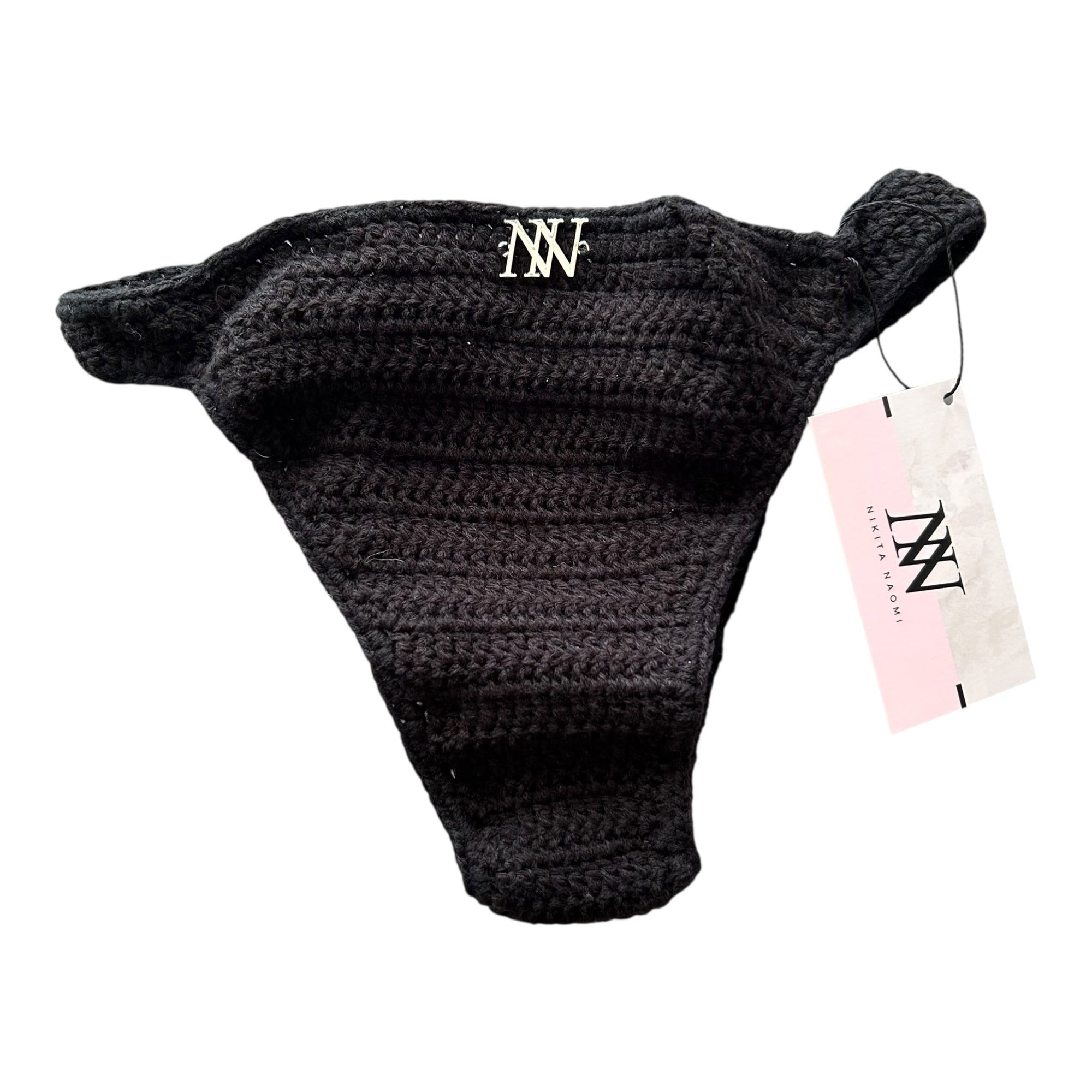 Black Hipster Pull Up Crochet Bikini Bottom by Nikita Naomi