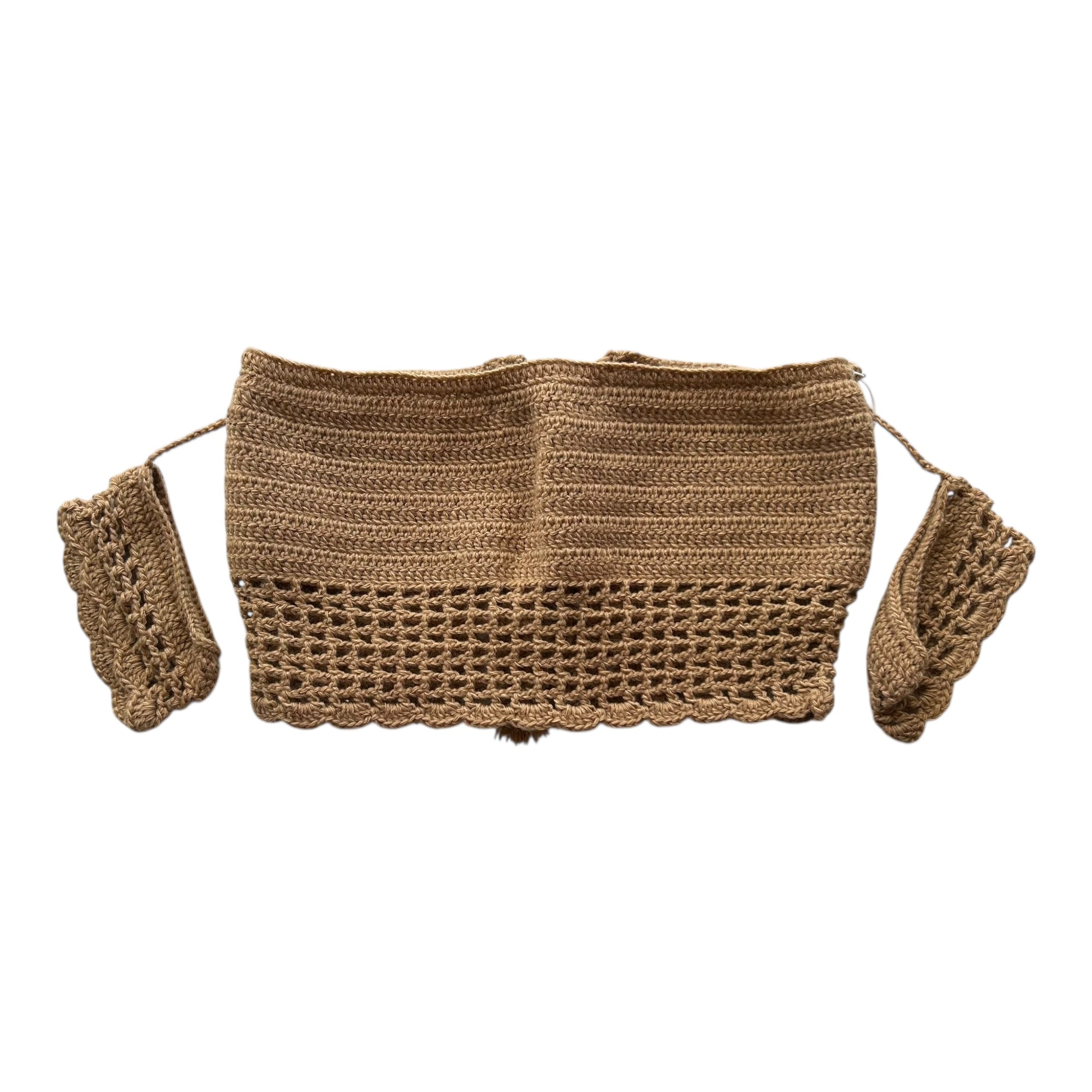 Tan Off the Shoulder Crochet Crop Top by Nikita Naomi