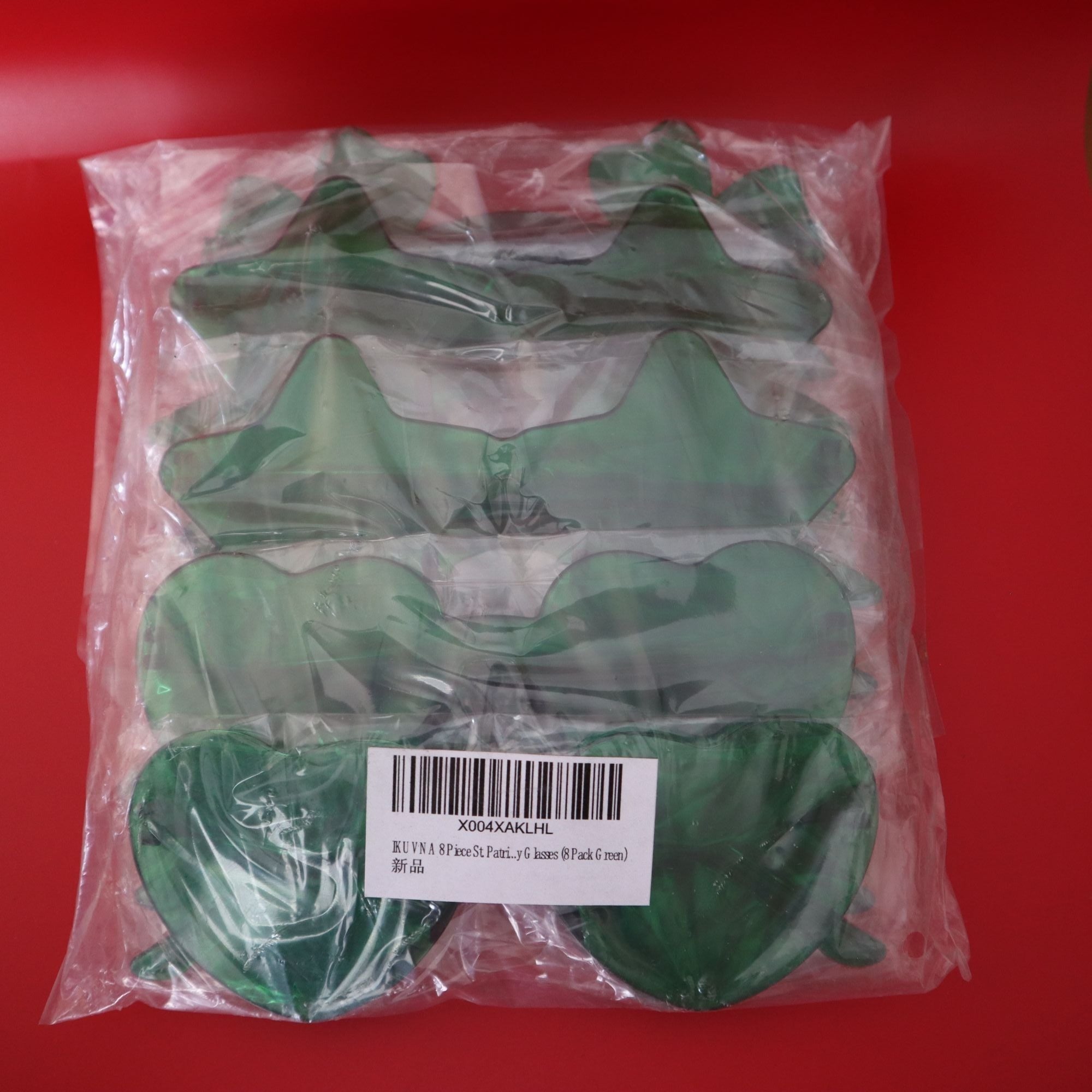 Set of 8 St. Patrick's Day Plastic Sunglasses, Green