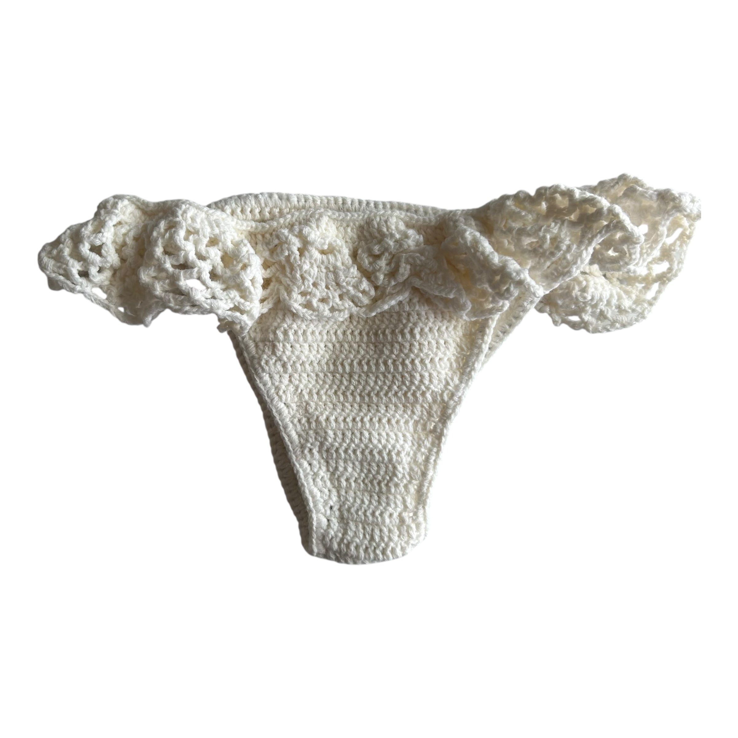 White Ocean Crest Crochet Bikini Bottom by Nikita Naomi