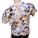 LOONEY TUNES Classic Cartoon Characters White Graphic T-Shirt Women's Small