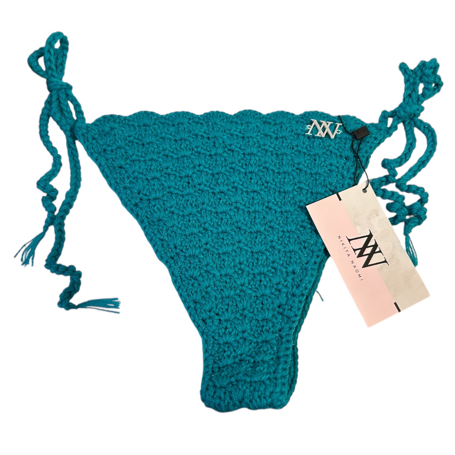 Teal Shell Crochet Bikini Bottom by Nikita Naomi