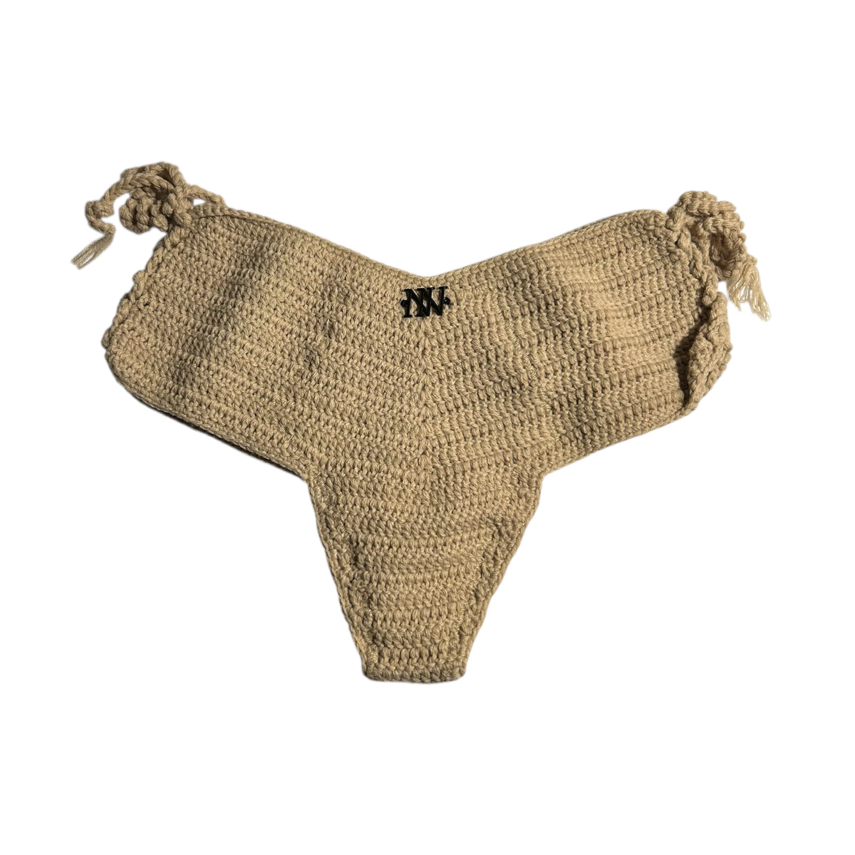 Beige Boy-Shorts Crochet Bikini Bottom by Nikita Naomi
