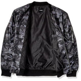 WT02 Men's Size Large Lightweight Ma-1 Bomber Jacket Black Gray Camouflage