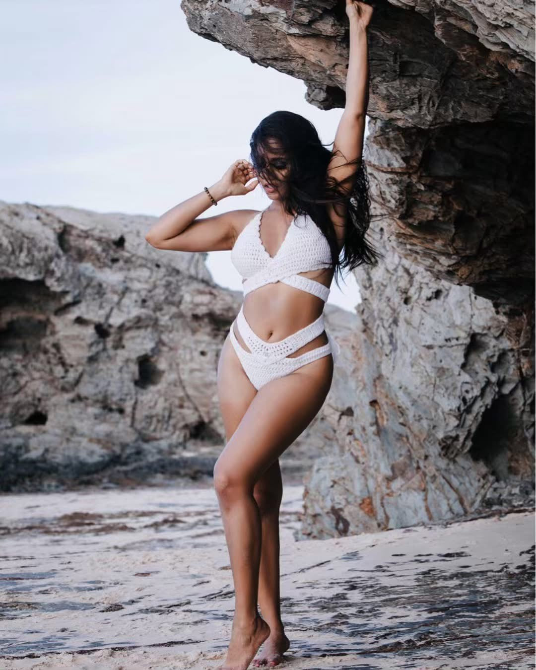 White Body Wrap Crochet Bikini Top by Nikita Naomi