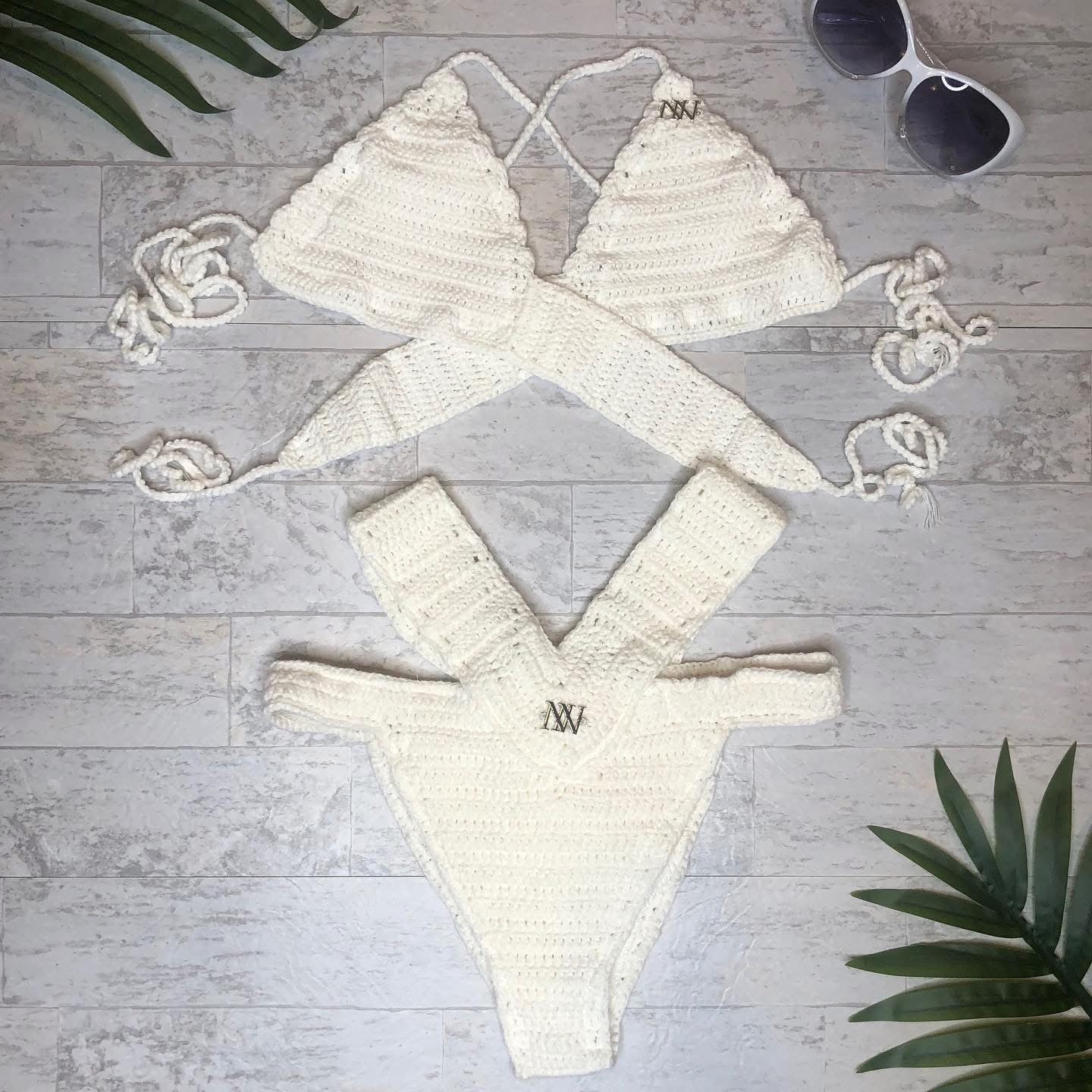 White Body Wrap Crochet Bikini Top by Nikita Naomi