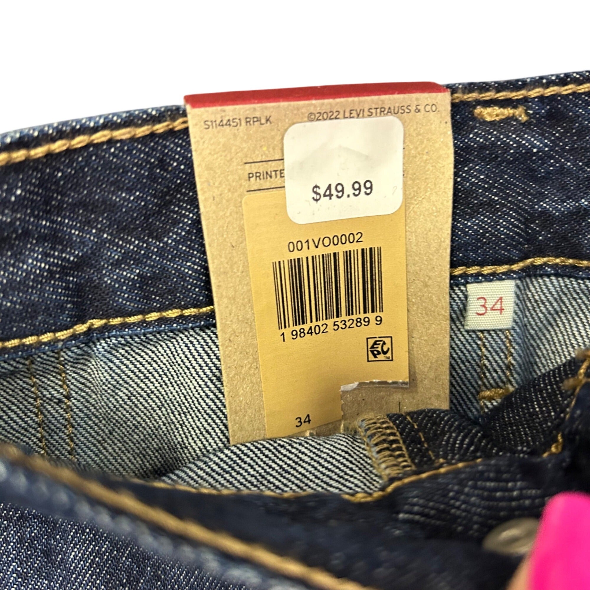 K-304 Levis Women's Dark Wash Denim Mini Skirt Classic 5-Pocket Design Size 34