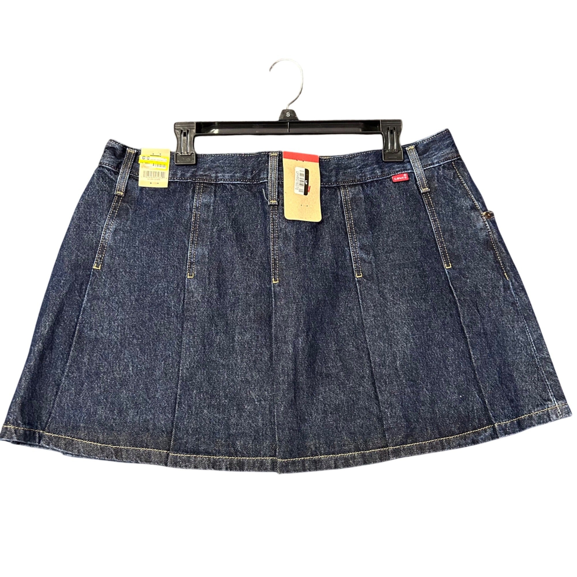 K-304 Levis Women's Dark Wash Denim Mini Skirt Classic 5-Pocket Design Size 34