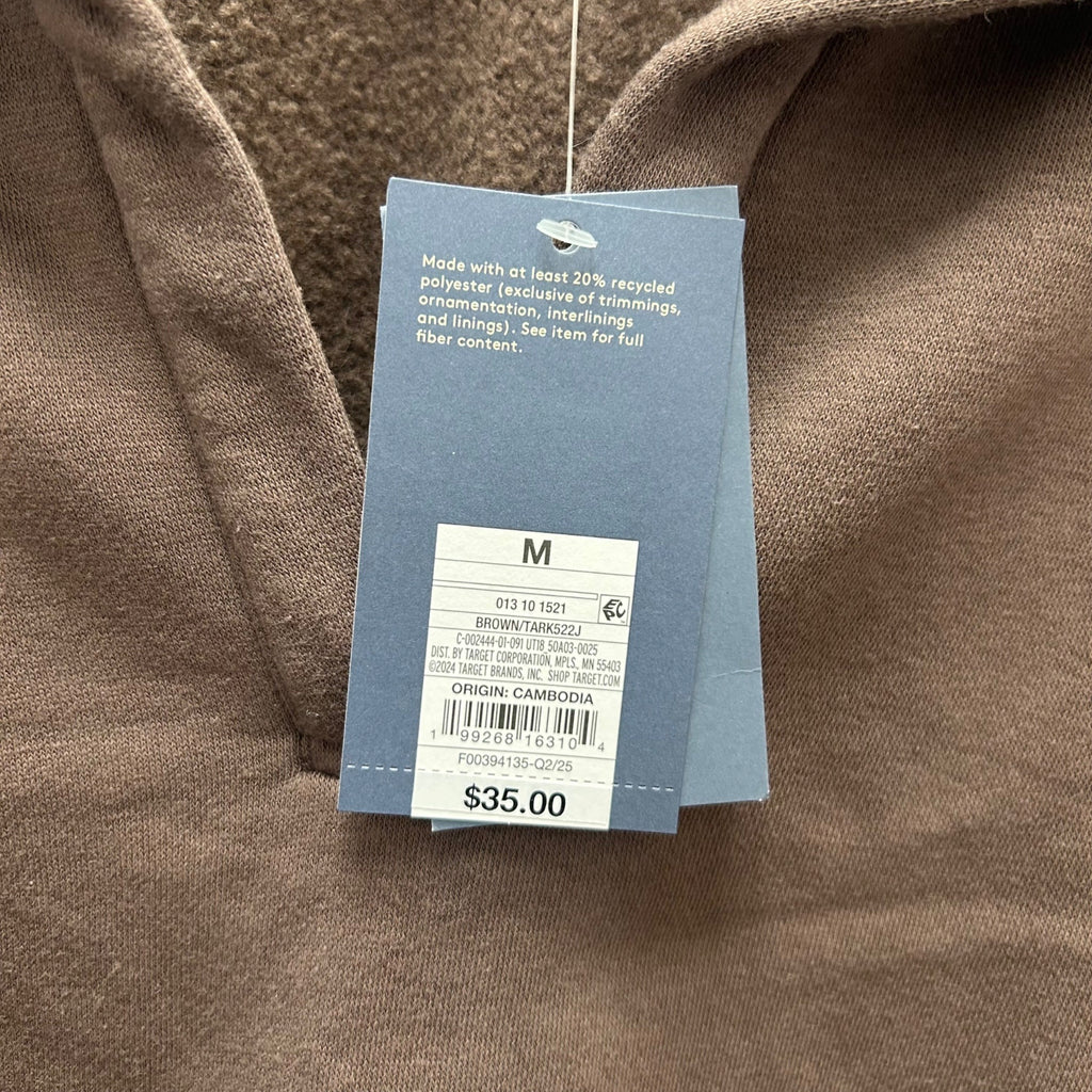 K-189 Universal Thread Fleece Long Sleeve Polo Sweatshirt Brown Women's Size Medium
