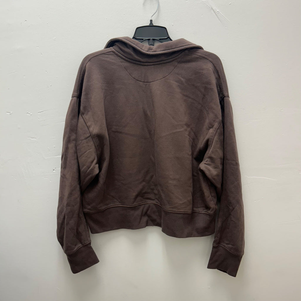 K-189 Universal Thread Fleece Long Sleeve Polo Sweatshirt Brown Women's Size Medium