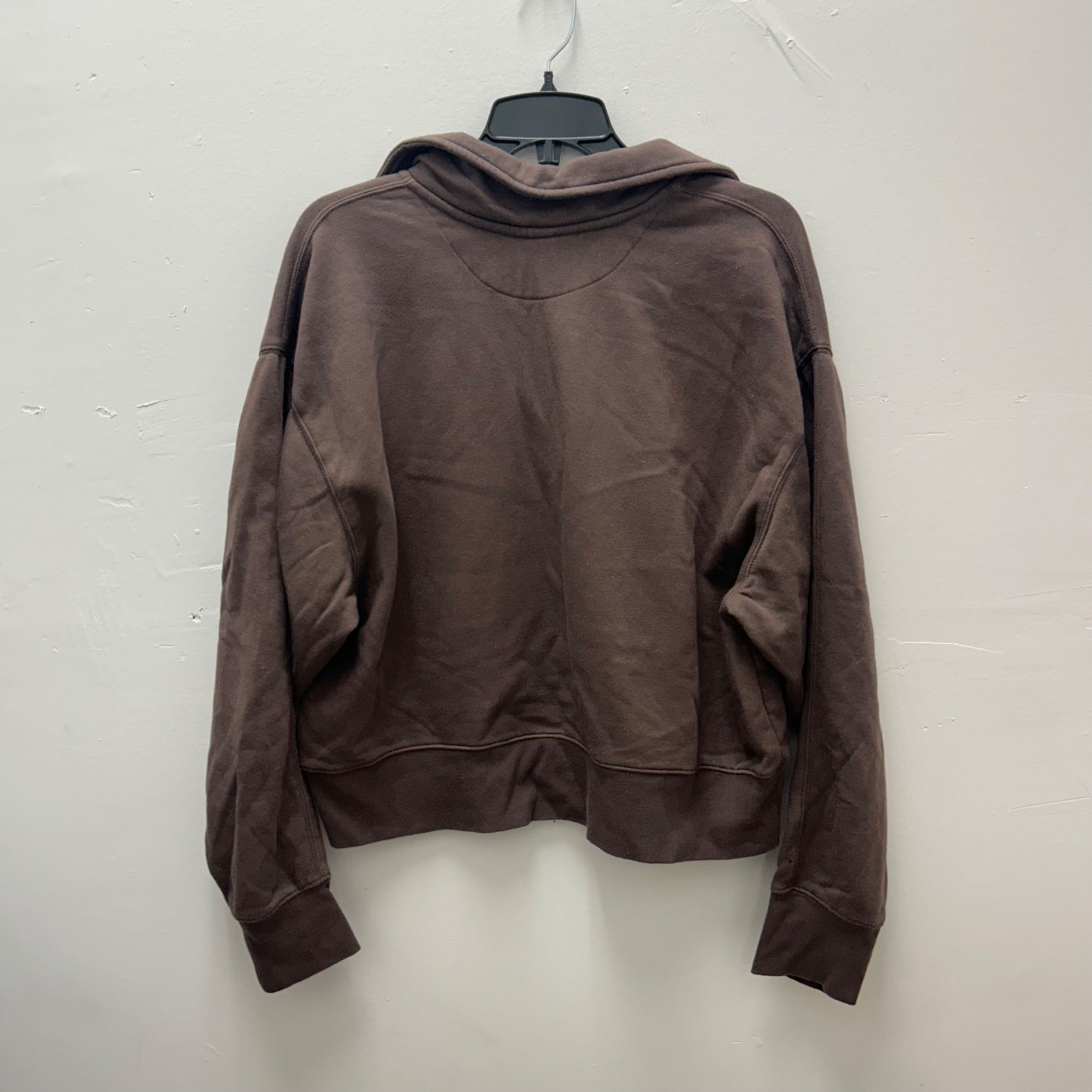 K-189 Universal Thread Fleece Long Sleeve Polo Sweatshirt Brown Women's Size Medium