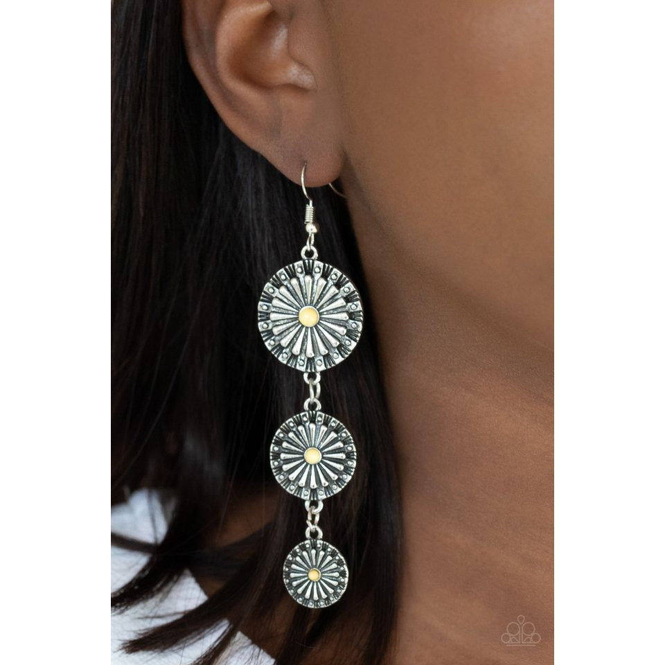 Festively Floral Yellow Earrings by Paparazzi