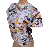 LOONEY TUNES Classic Cartoon Characters White Graphic T-Shirt Women's Small