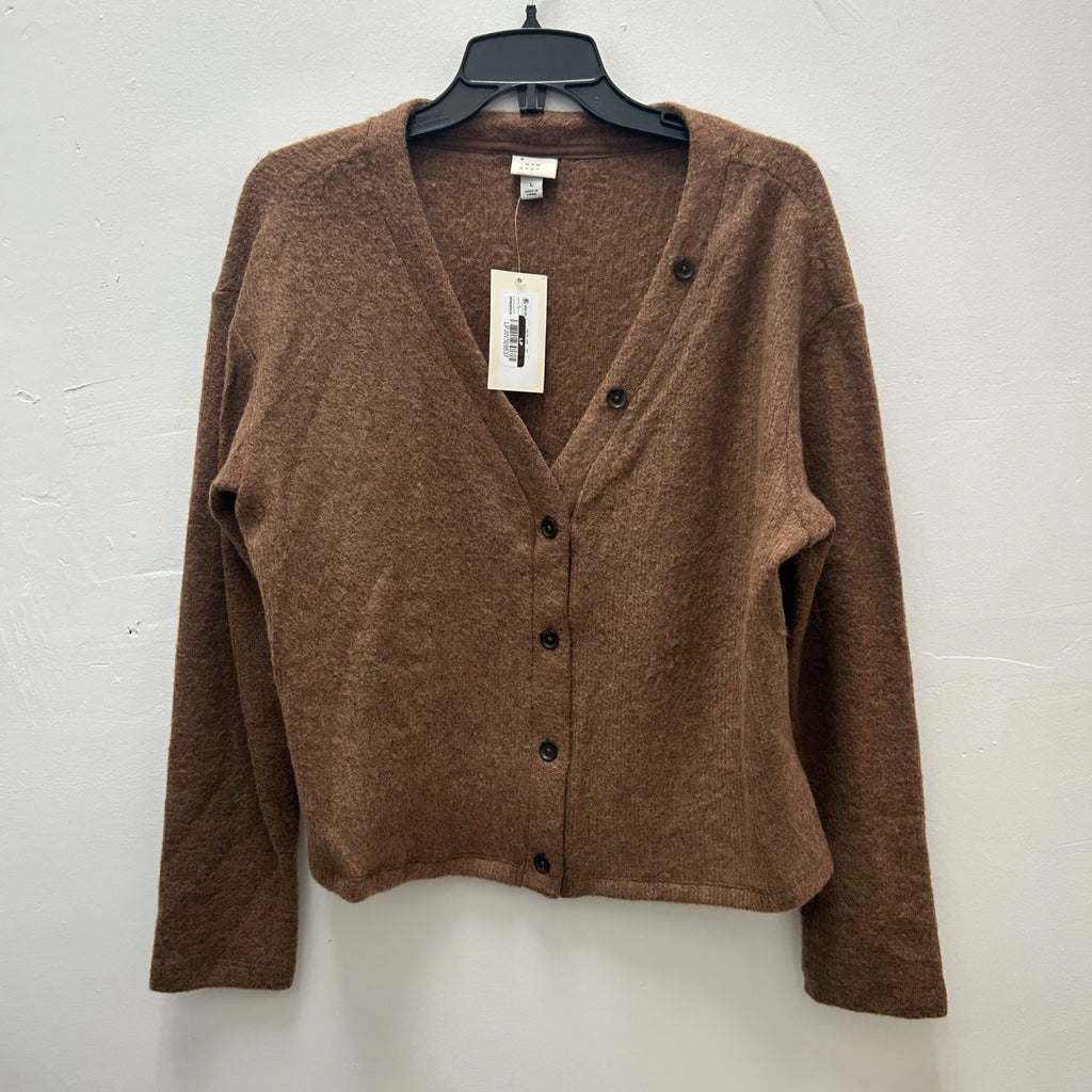 K-176 A New Day Women's Size Large Brown Long Sleeve Button-Down Cardigan Sweater