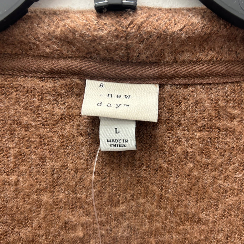 K-176 A New Day Women's Size Large Brown Long Sleeve Button-Down Cardigan Sweater