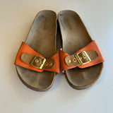 Soda Womens Orange Buckle Slide Sandals Size 7