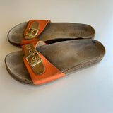 Soda Womens Orange Buckle Slide Sandals Size 7