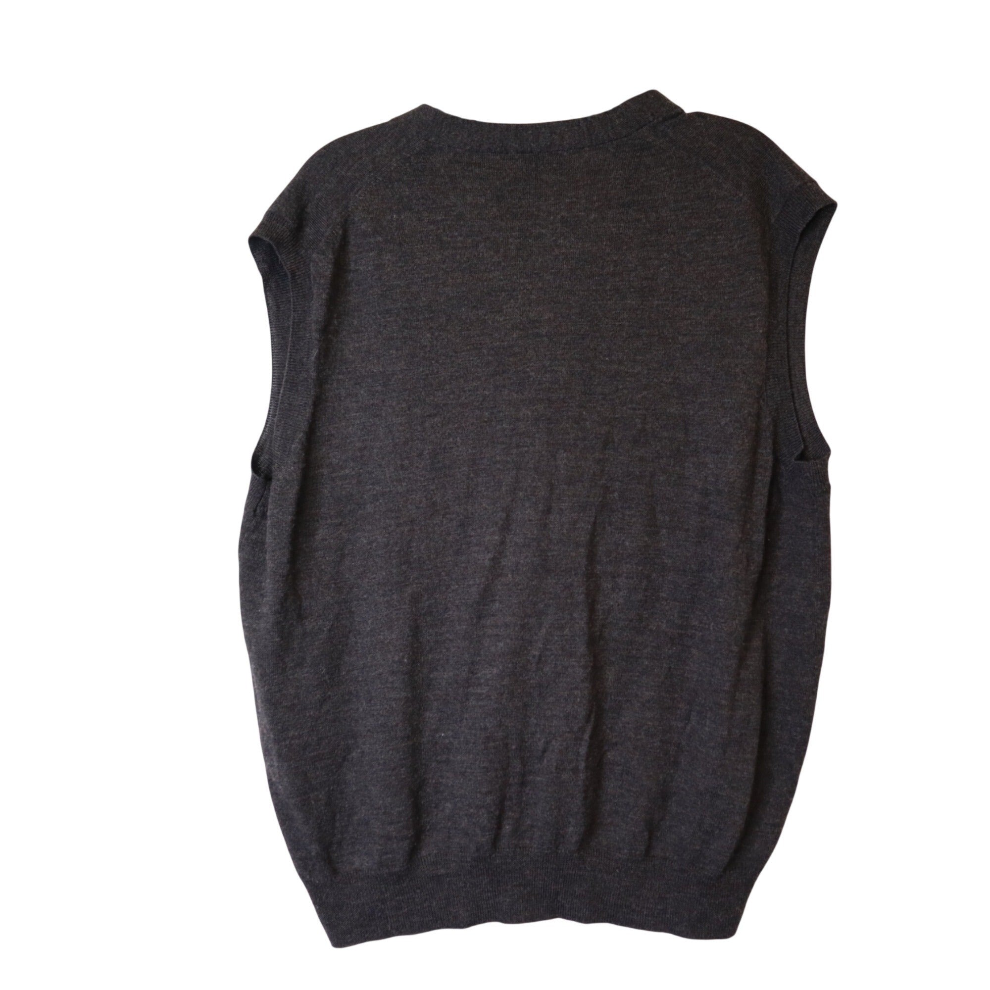 DG-188 Club Room Merino Wool Button-Front Vest Men's Sweater Charcoal Gray Size Large