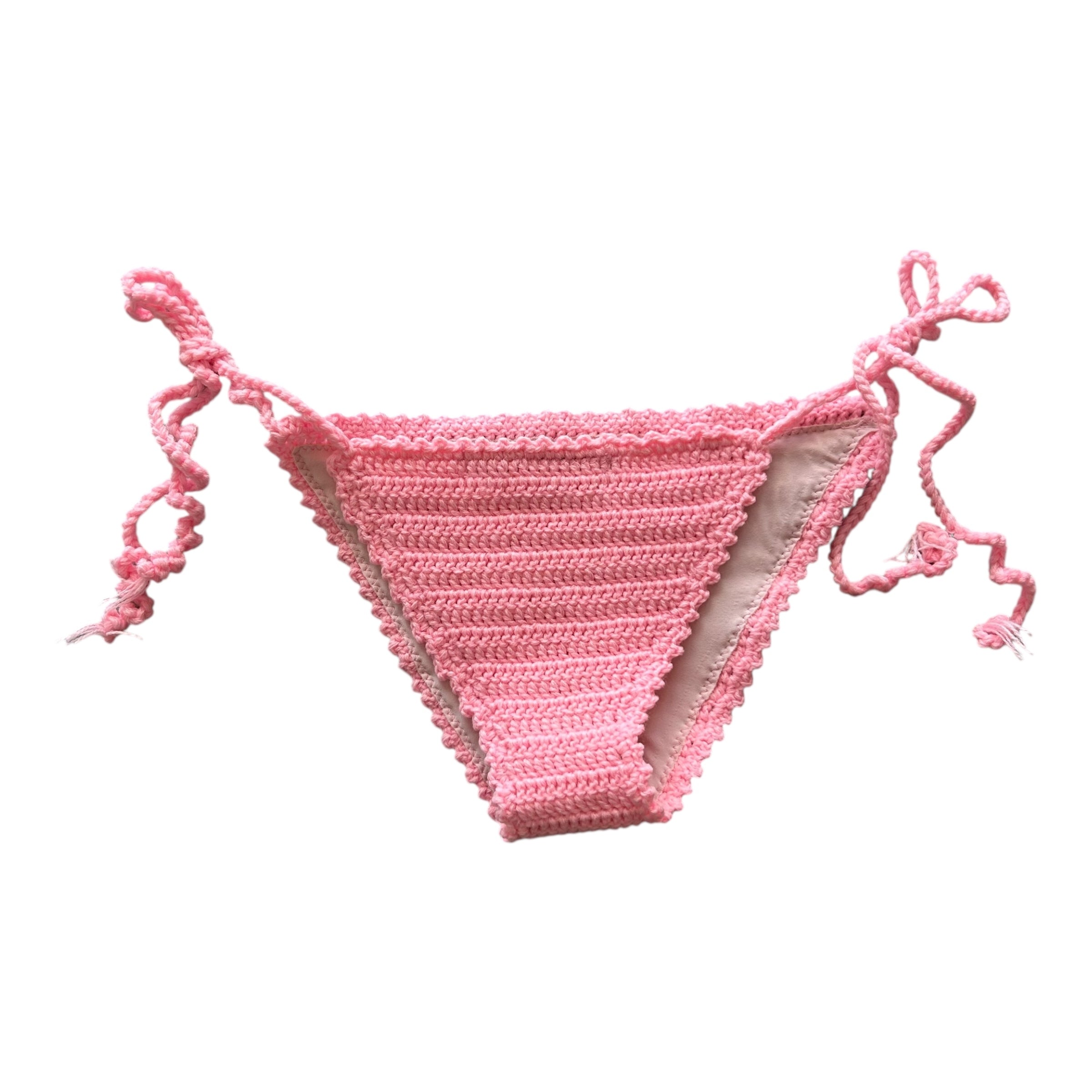 Pink Wavy Edge Cheeky Crochet Bikini Bottom by Nikita Naomi