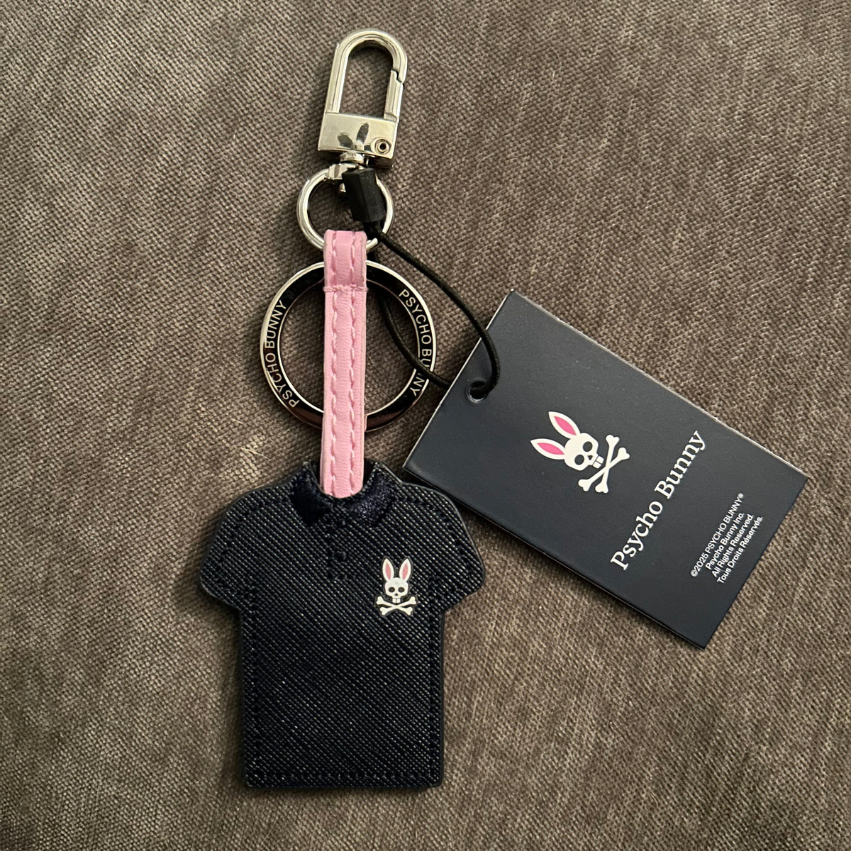 Psycho Bunny Iconic Polo Keychain with Pink Strap
