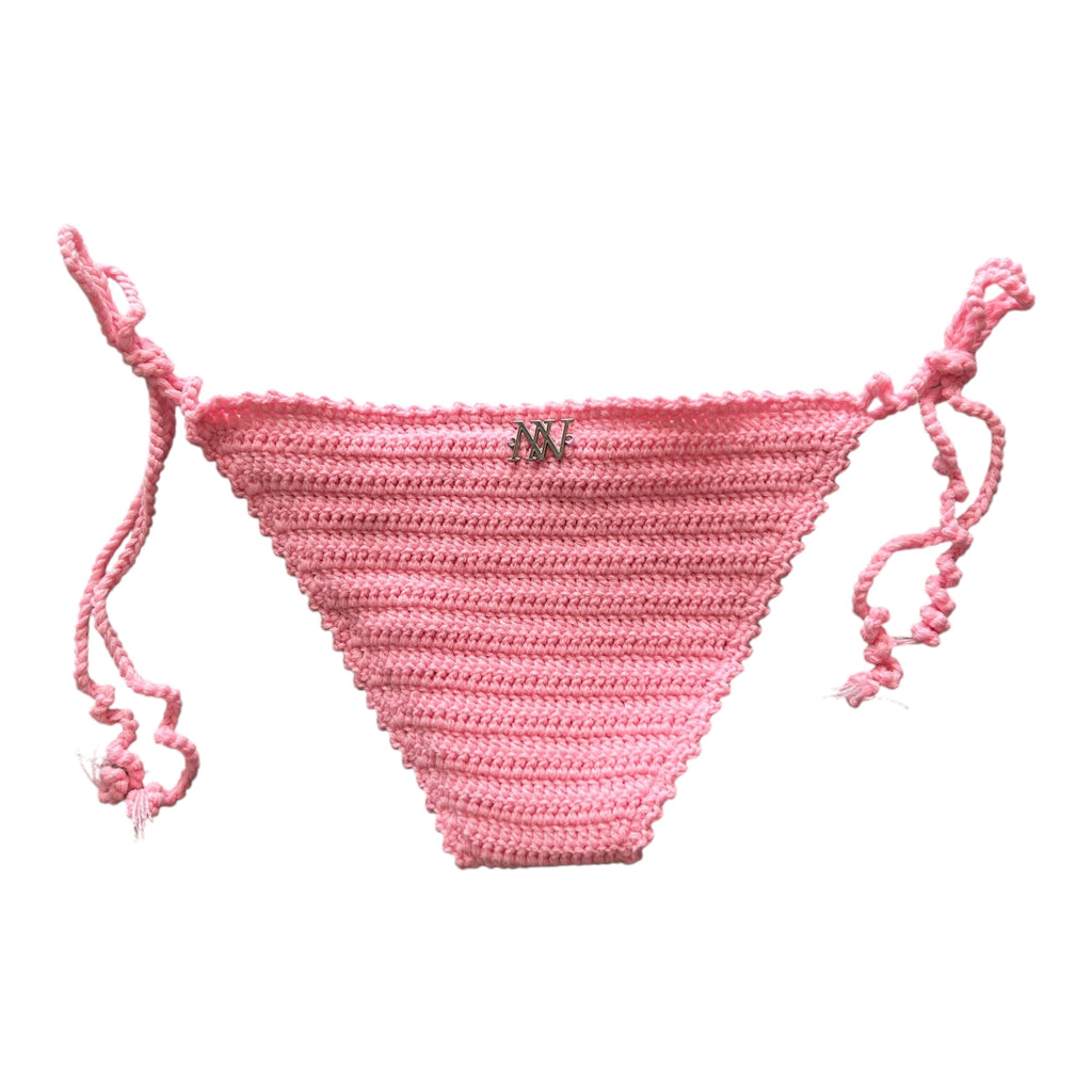 Pink Wavy Edge Cheeky Crochet Bikini Bottom by Nikita Naomi