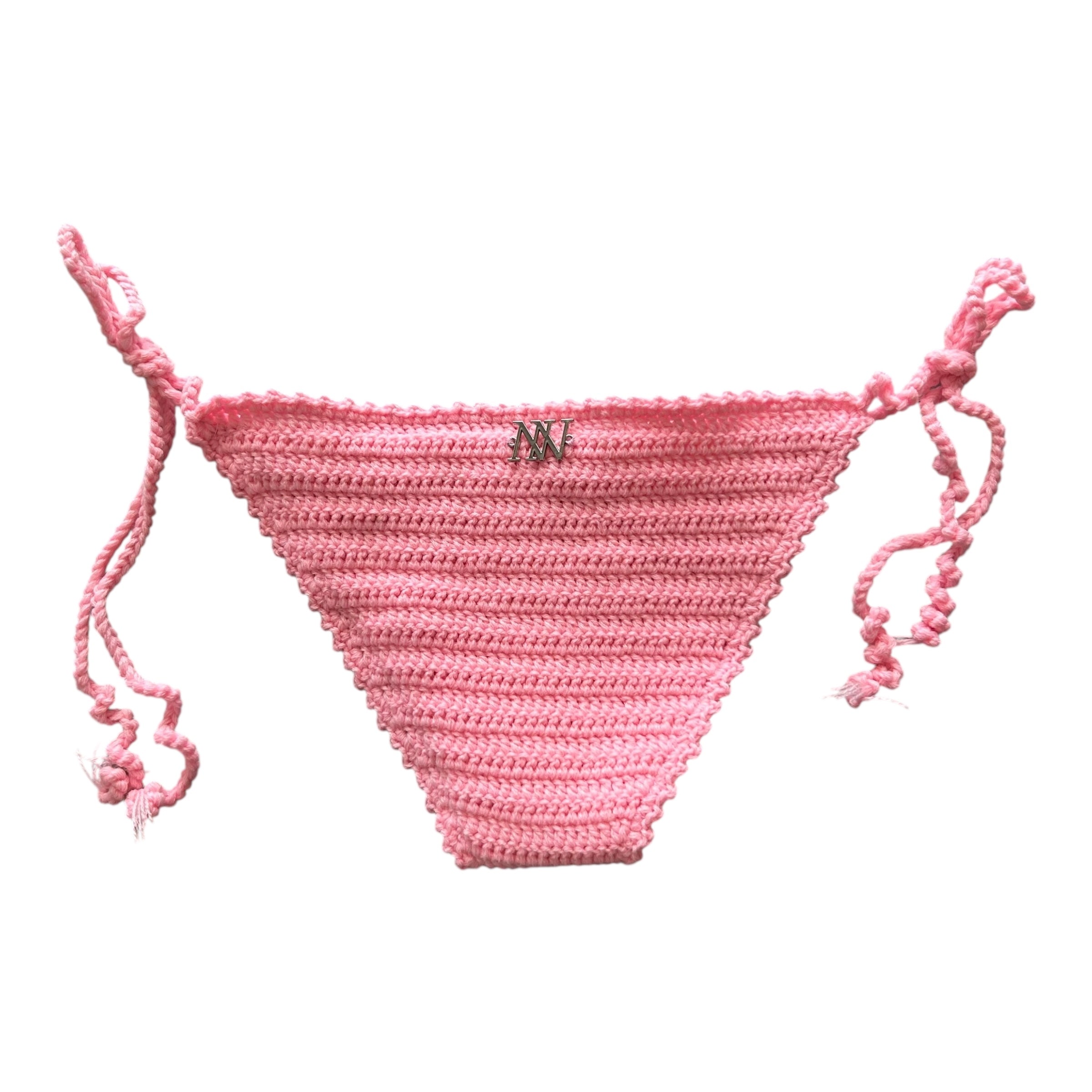Pink Wavy Edge Cheeky Crochet Bikini Bottom by Nikita Naomi