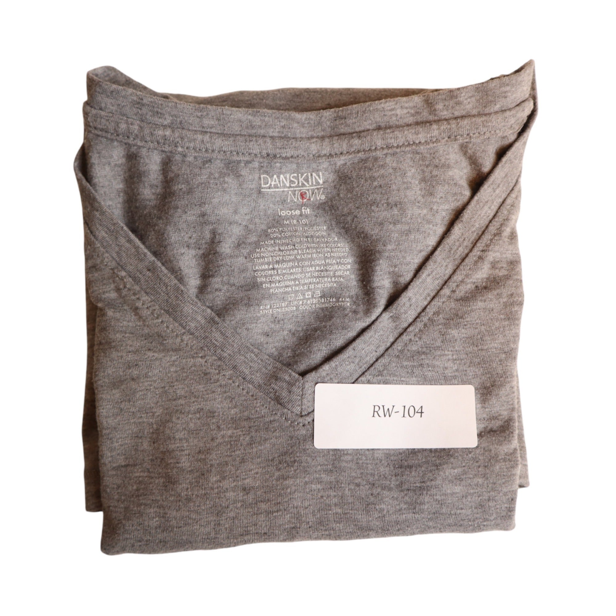 Danskin Now Women's Loose Fit V-Neck Long Sleeve T-Shirt Gray Size Medium