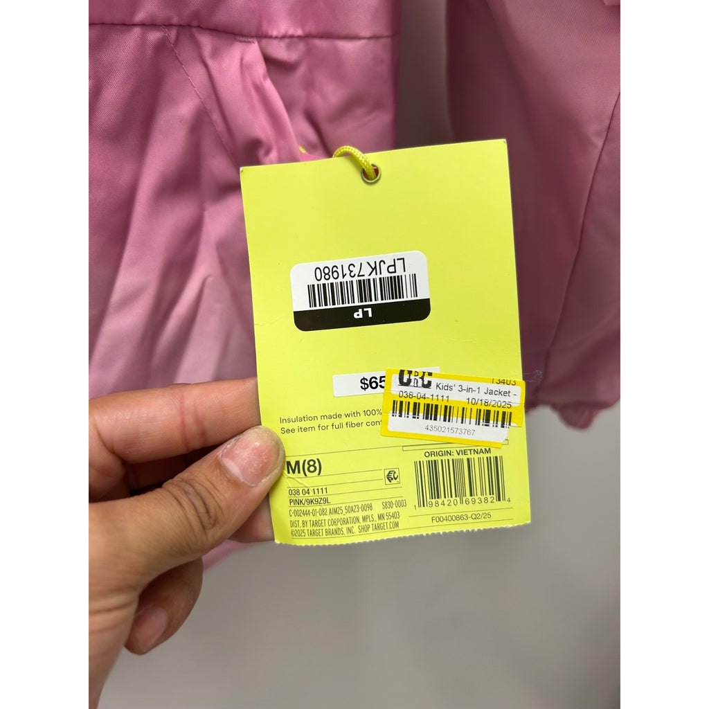 K-168 All in Motion 3-in-1 Jacket Pink Kids' Size Medium