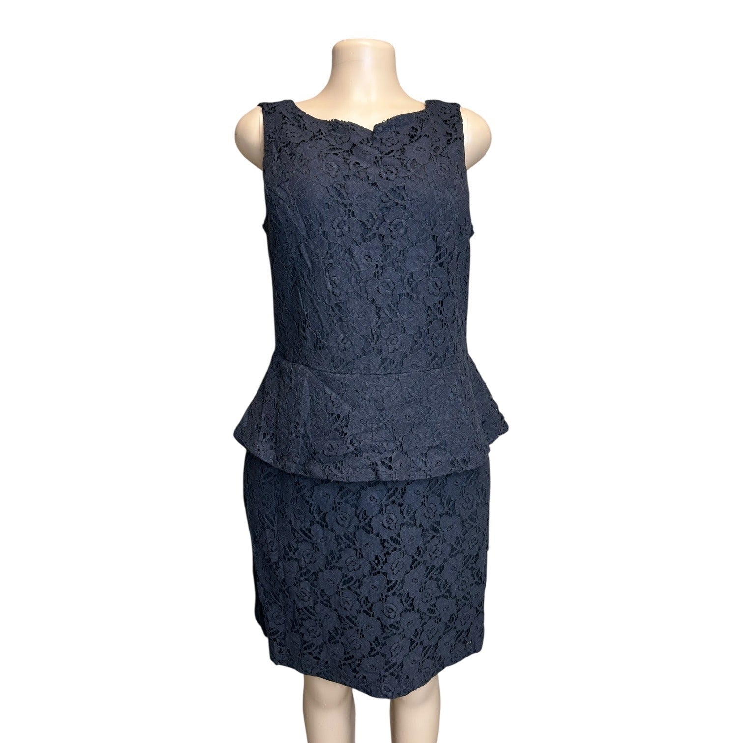 K-127 Emma & Michele Women's Sleeveless Lace Peplum Dress Black Size 16