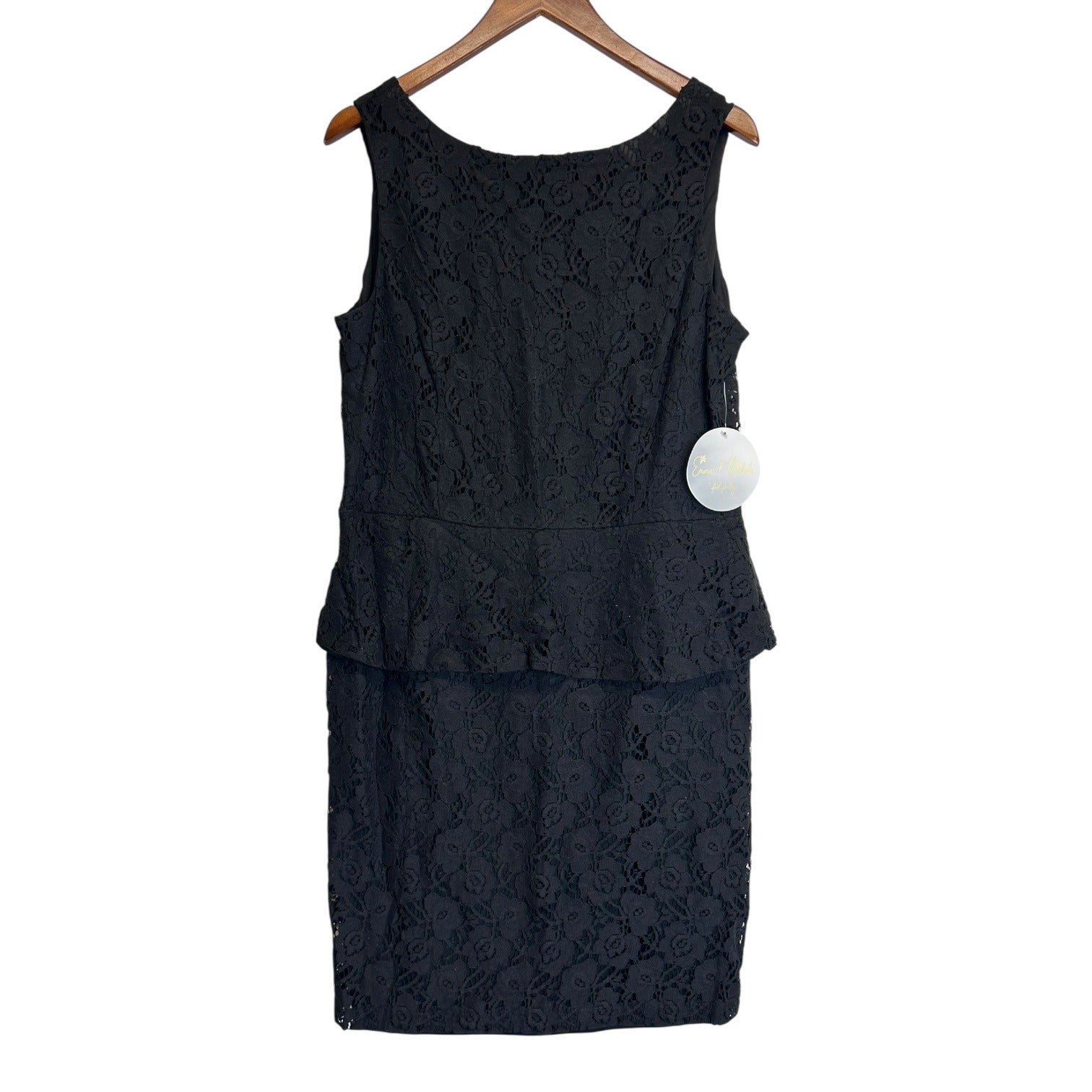 K-127 Emma & Michele Women's Sleeveless Lace Peplum Dress Black Size 16
