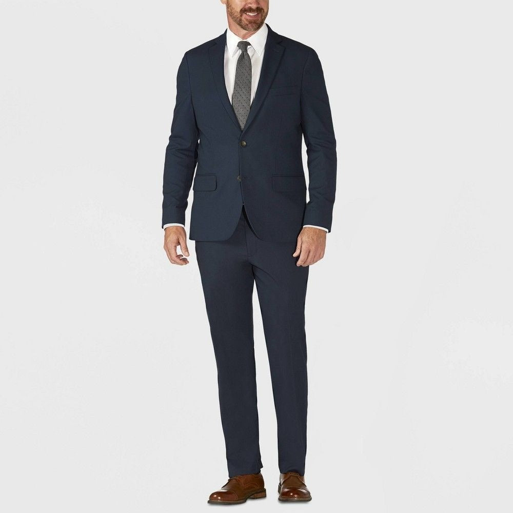 K-191 Haggar H26 Suit Jacket Tailored Fit Stretch Heavyweight Blue Men's Size 42R