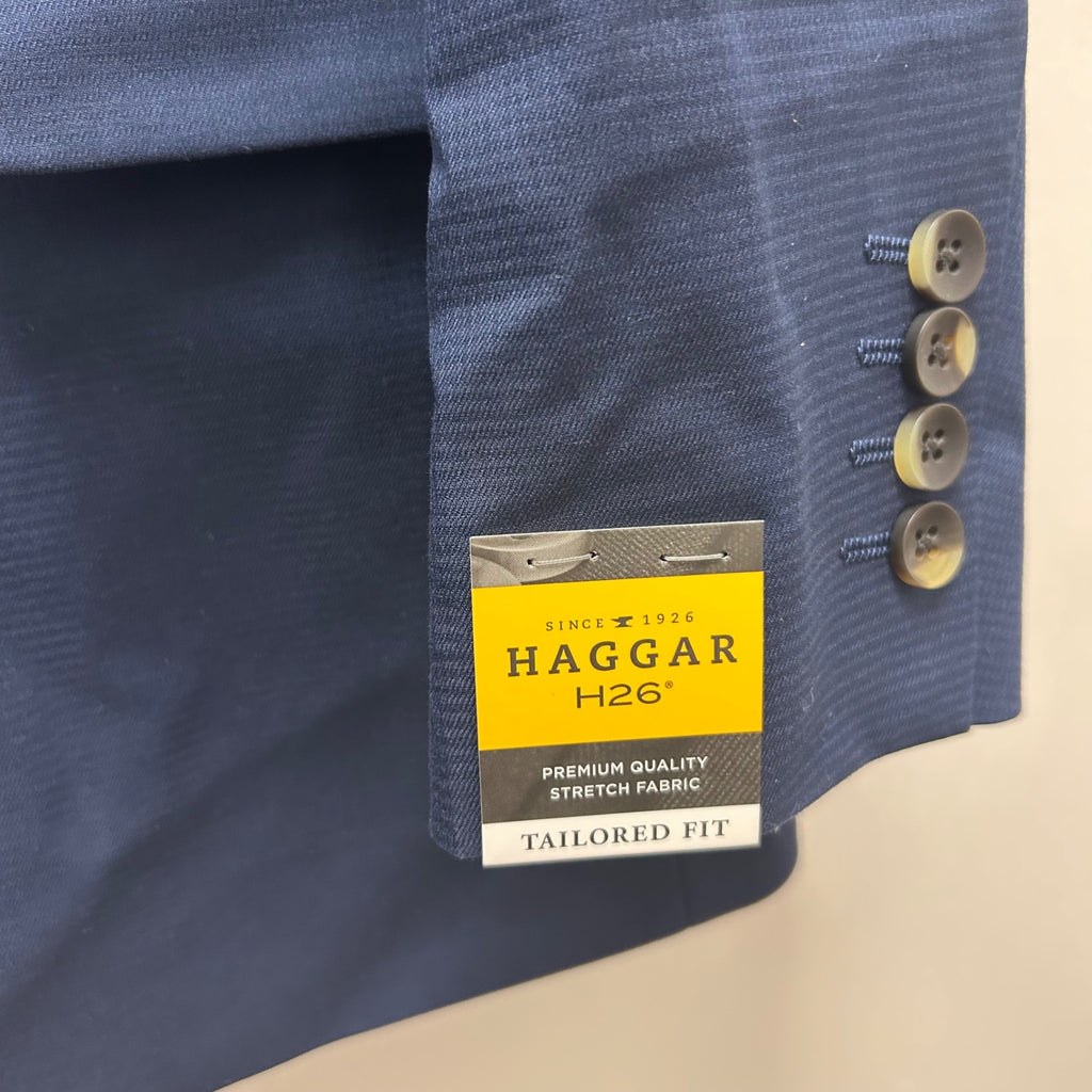 K-191 Haggar H26 Suit Jacket Tailored Fit Stretch Heavyweight Blue Men's Size 42R