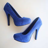 Blue Suede Closed Toe High Heels By Qupid Size 7