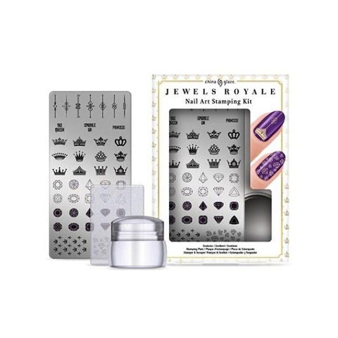 China Glaze Jewels Royale Nail Art Stamping Kit with Plate, Stamper & Scraper