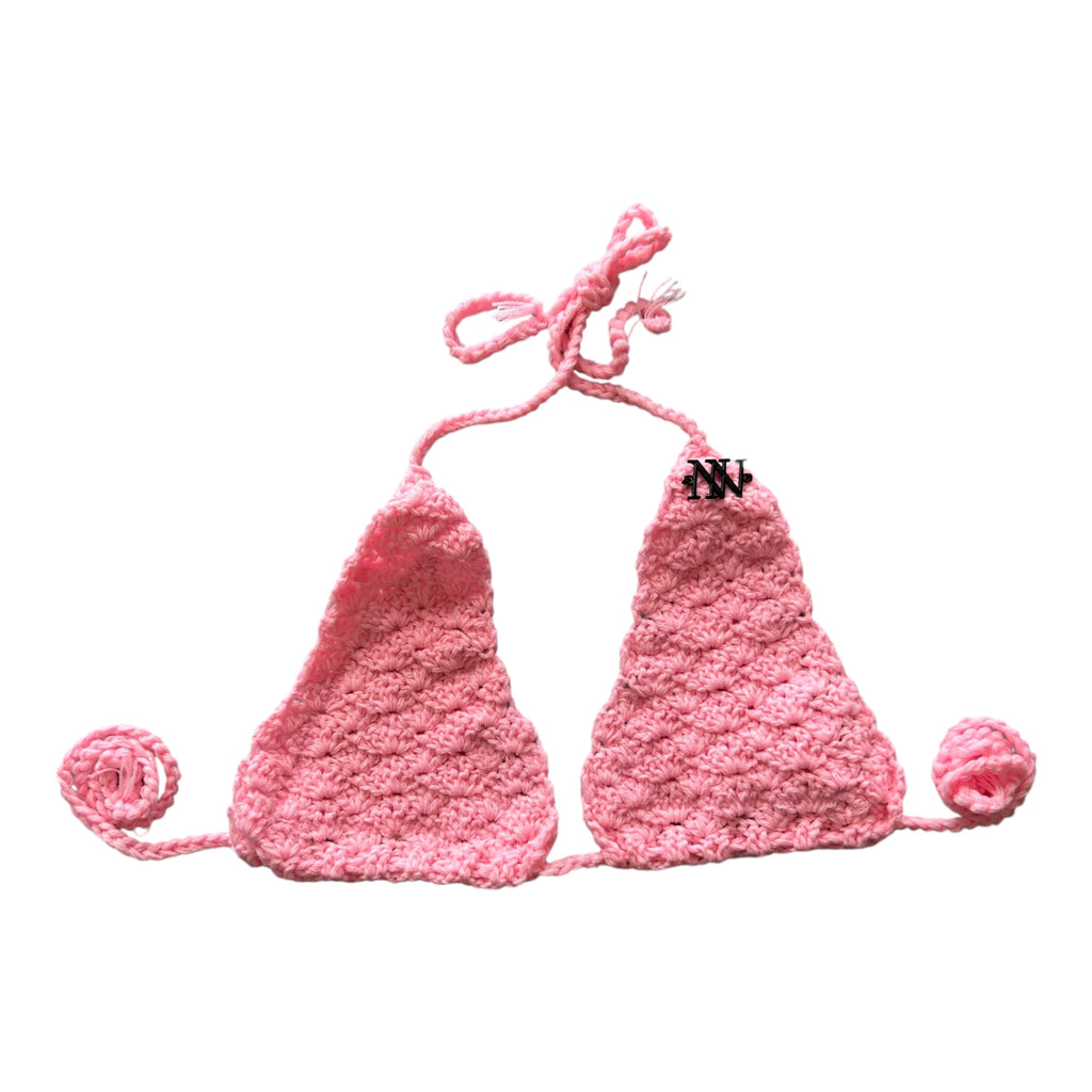 Pink Shell Triangle Handmade Crochet Bikini Top by Nikita Naomi