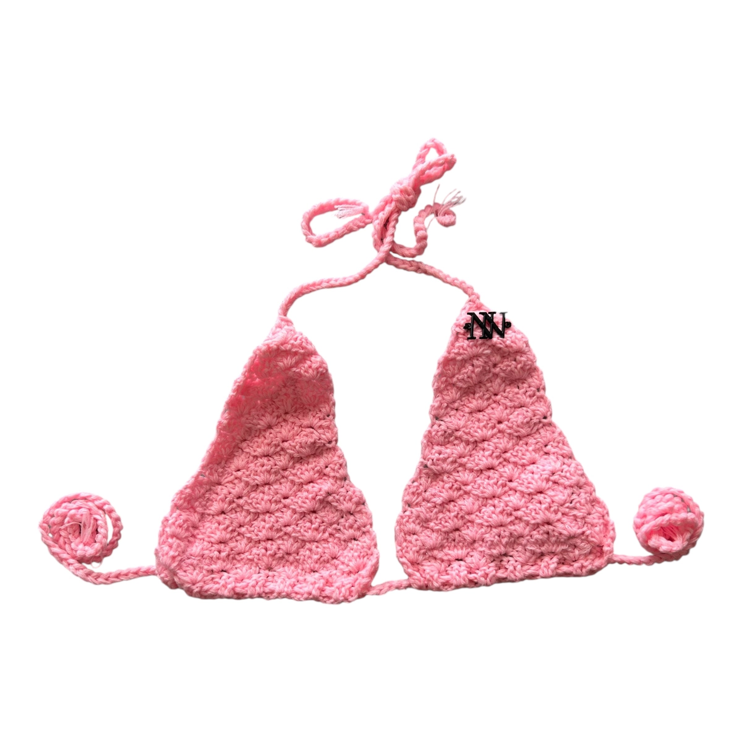Pink Shell Triangle Handmade Crochet Bikini Top by Nikita Naomi
