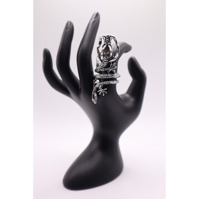 Stainless Steel Silver Tone Finger Ring for Women's, Dragon Design size 8