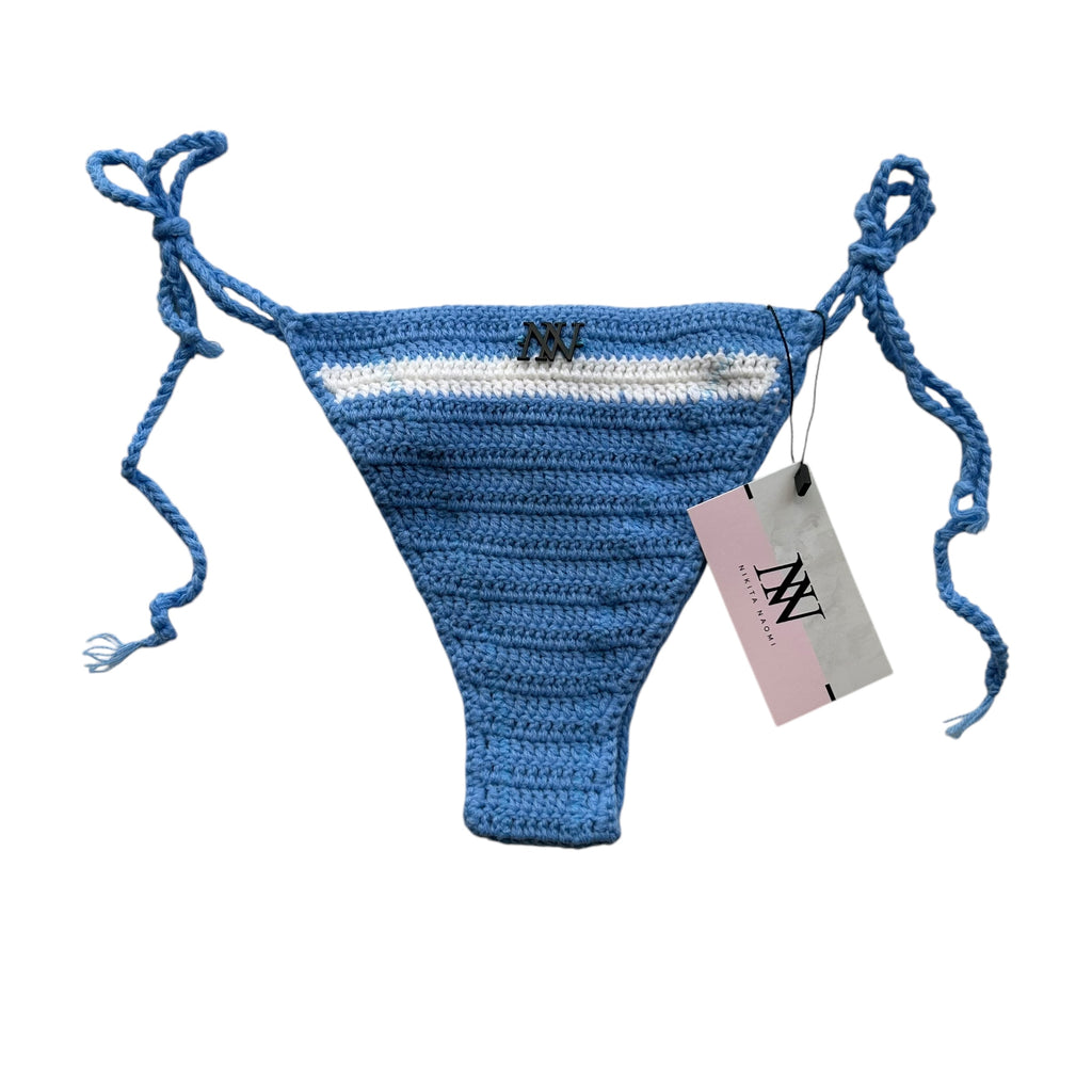 Blue and White Striped Crochet Bikini Bottom by Nikita Naomi