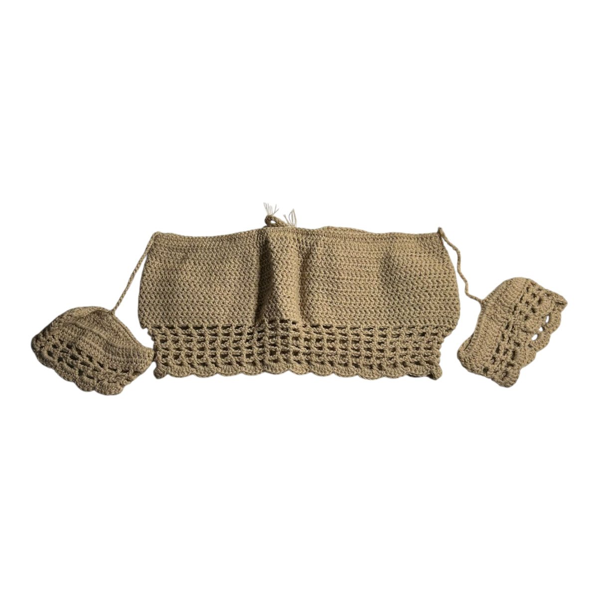 Beige Off the Shoulder Handmade Crochet Crop Top by Nikita Naomi