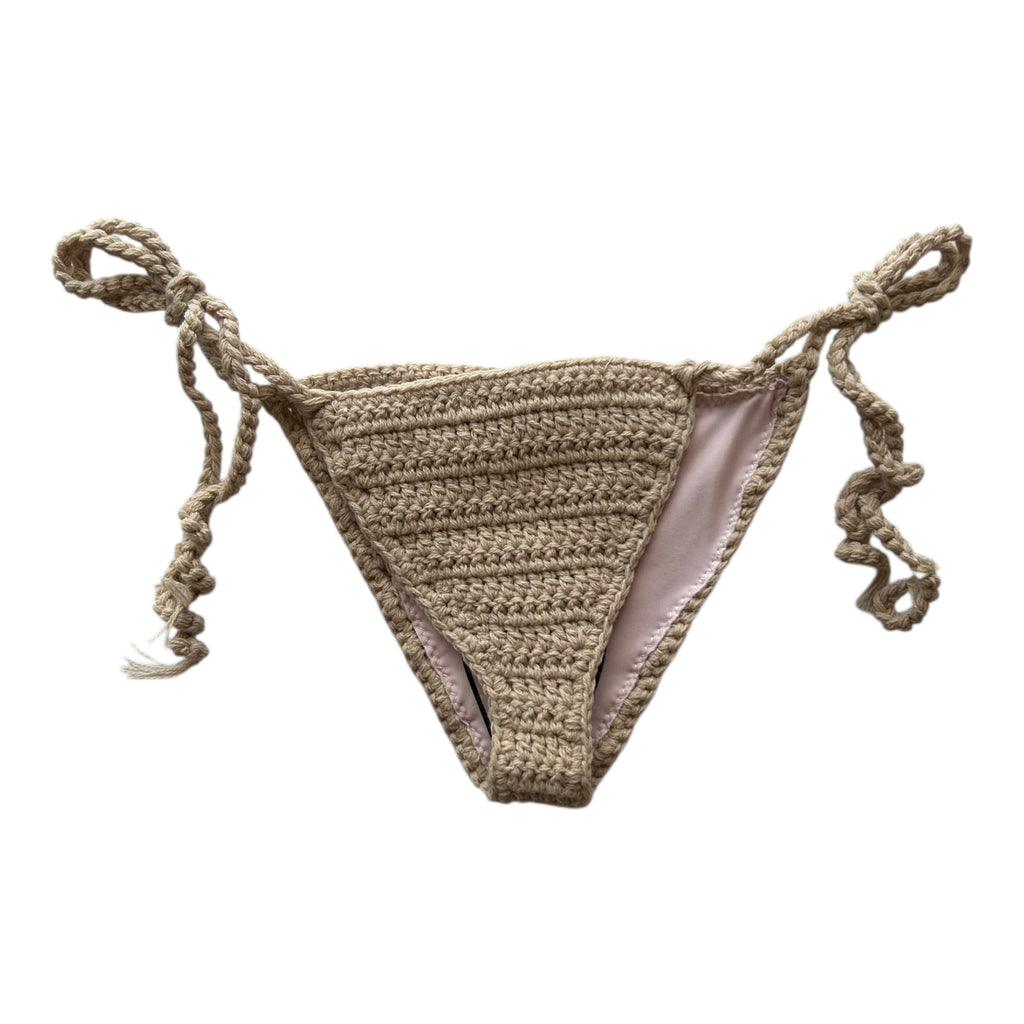 Beige Mini Crochet Bikini Bottom by Nikita Naomi