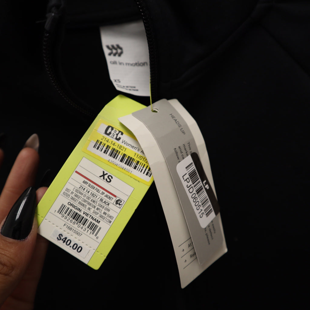 K-244 All in Motion Airy Sleek Full Zip Athletic Jacket Black Women's Size XS