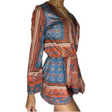 Jealous Tomato Aztec Print Multicolor Romper, Women's Small