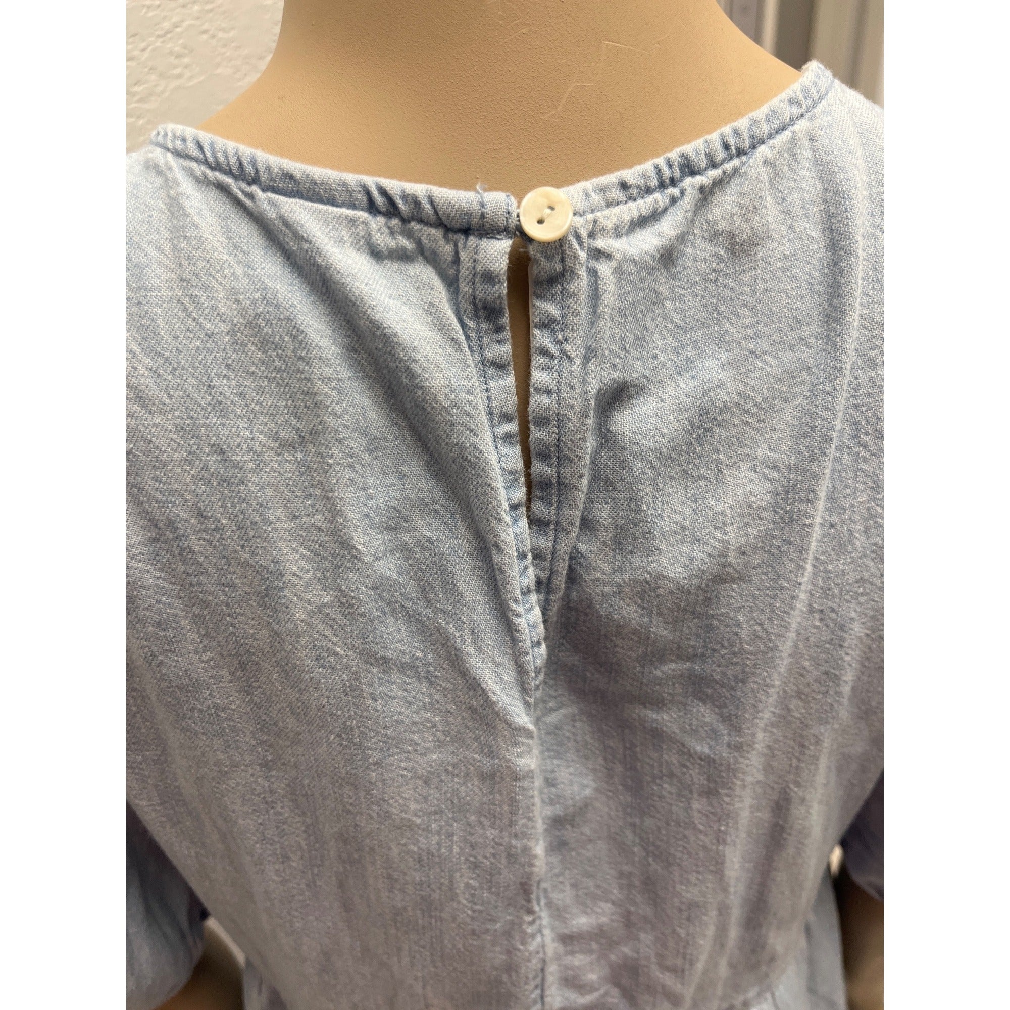 #1096 Light Blue Old Navy Tiered Puff Sleeve Midi Dress S