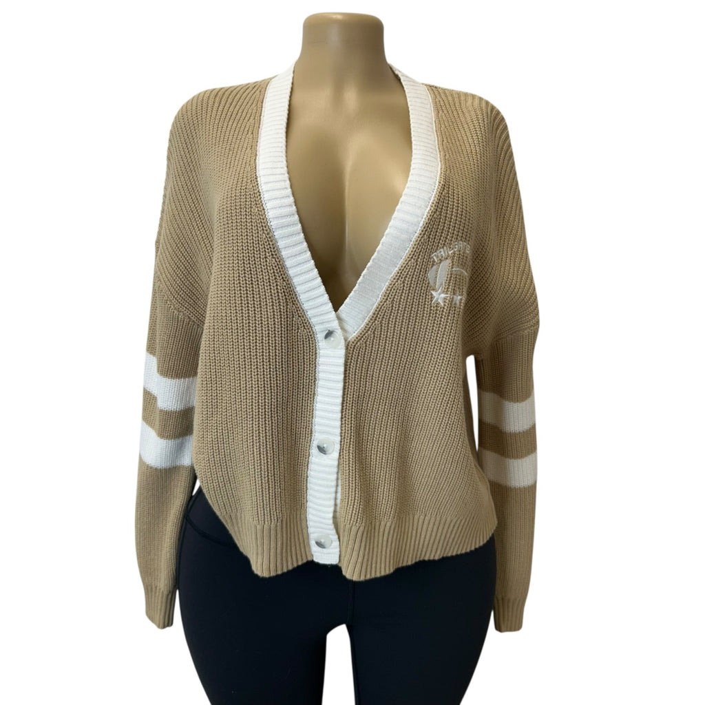 K-105 Wild Fable Women's Game Day V-Neck Button-Front Cardigan -Gold Size Medium