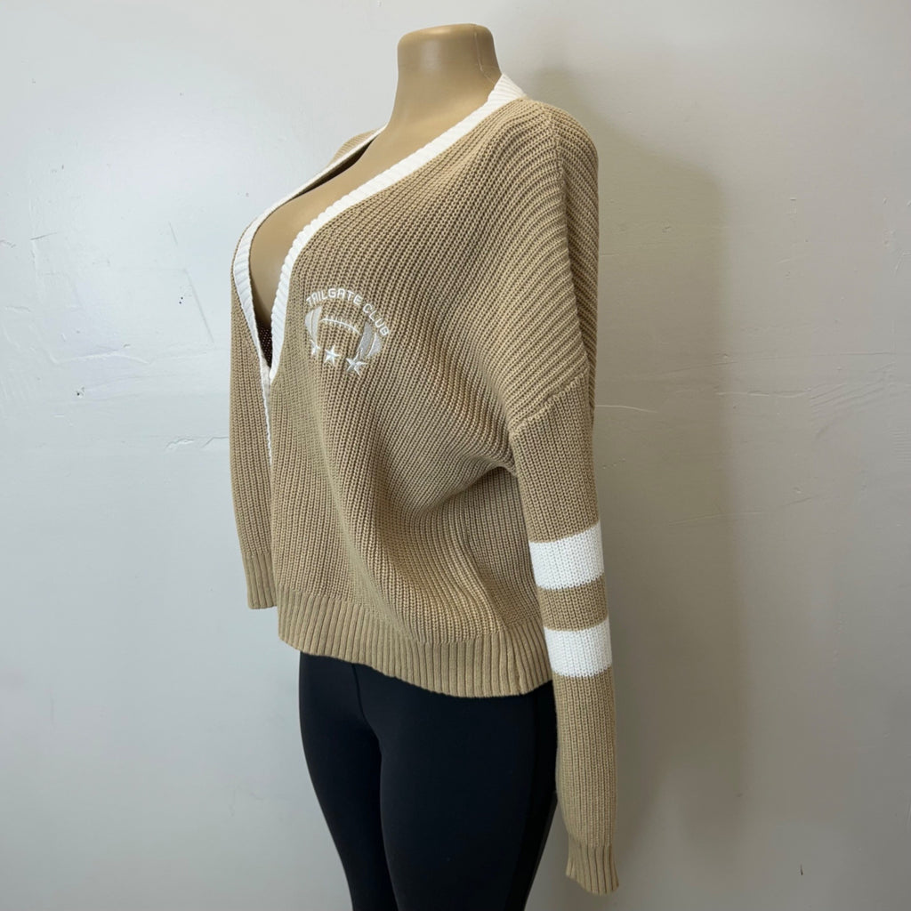 K-105 Wild Fable Women's Game Day V-Neck Button-Front Cardigan -Gold Size Medium
